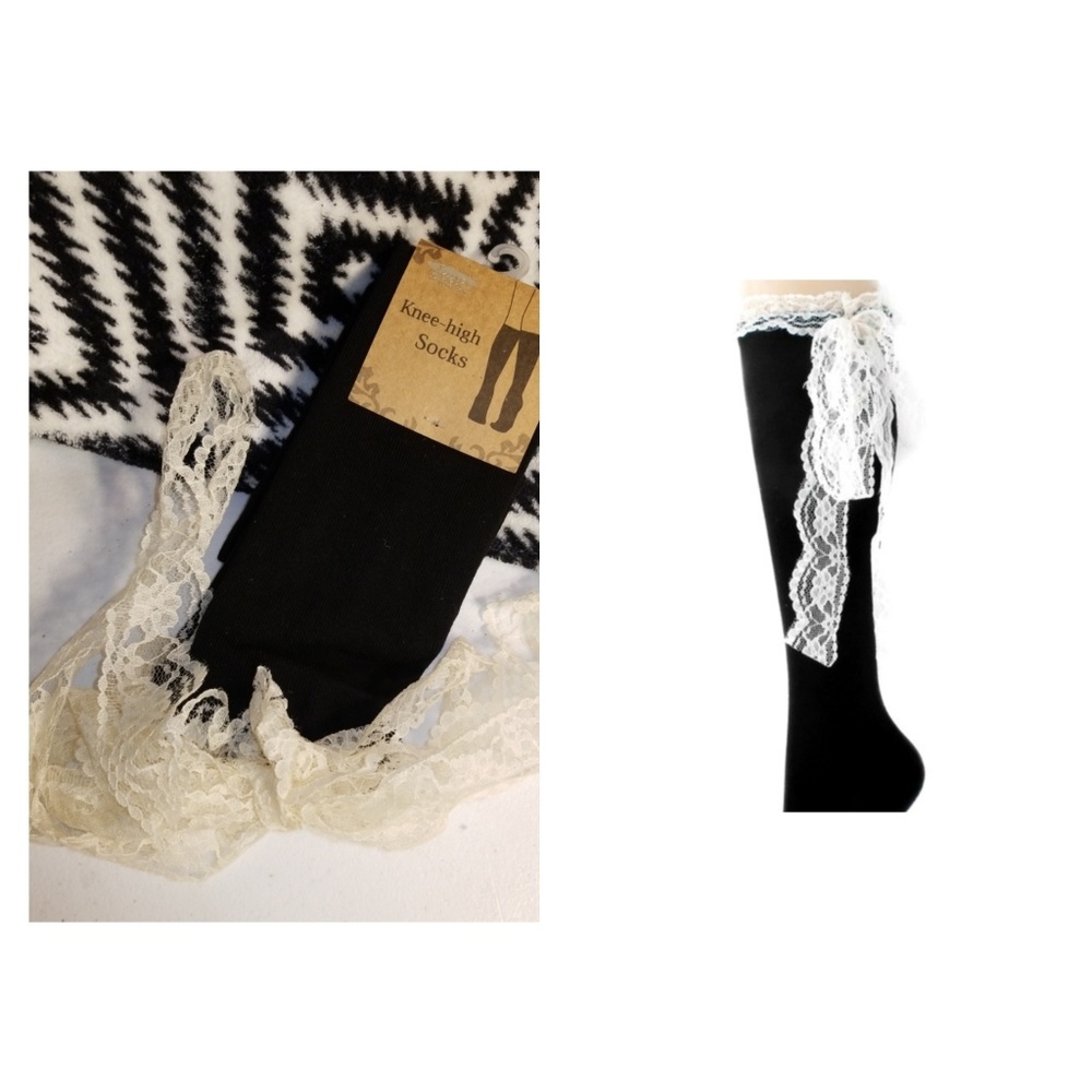 Lace Ribbon Knee Socks
